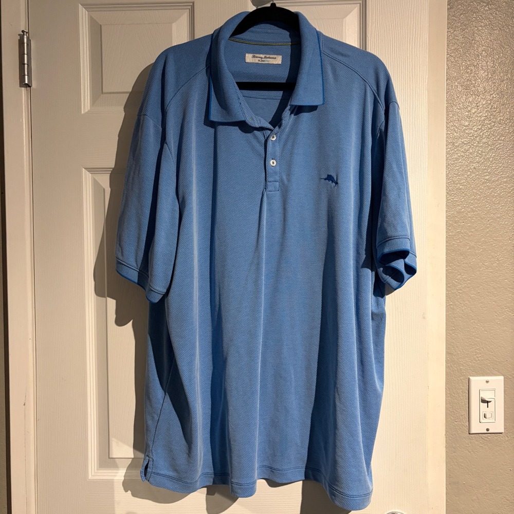 Tommy Bahama IslandZone Polo Shirt Mens 3XL Blue Short Sleeve Tencel Coolmax